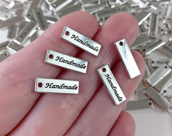 Set of 15, Handmade Charms, Word Pendants, Silver Items for Custom Making, #72B