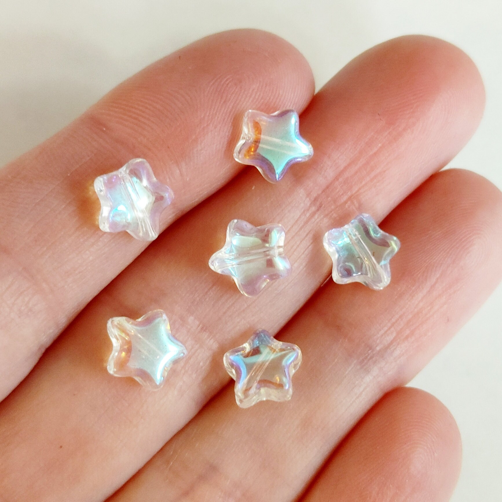 Set of 50 Glass Stars AB Stars Clear Star 8mm Glass Beads Etsy
