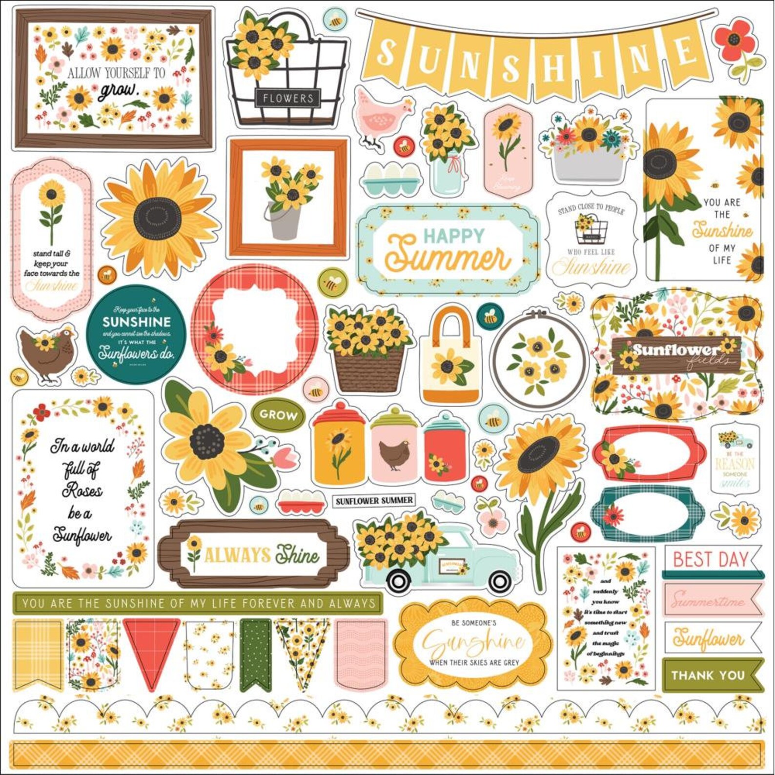 Sunflower Sticker Label Sunflower Summer Stickers, 12