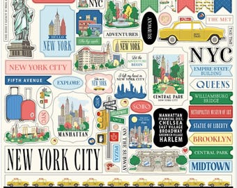 New York City Stickers, 12"X12" Sticker, Scrapbook Paper, Vacation Stickers, Travel Gifts, #2