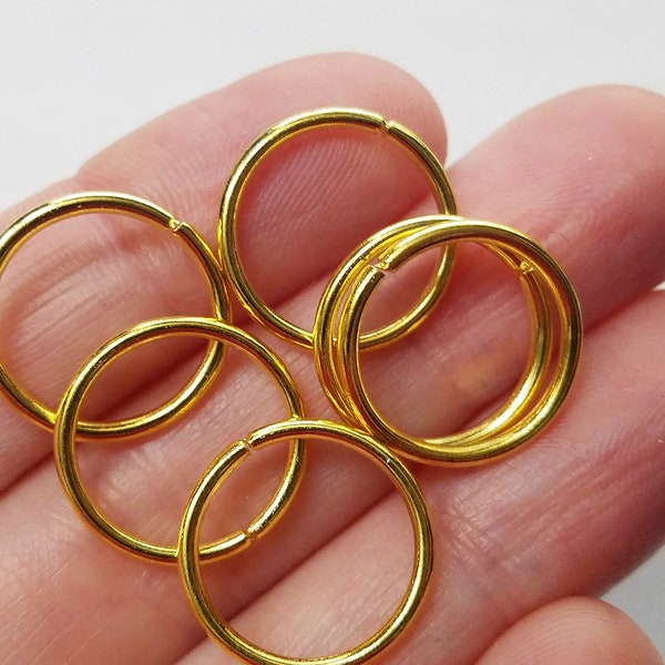 100, 16mm Jump Rings, Golden Jump Rings, Closed but Unsoldered, Jump Rings, Jewelry Findings, Jewelry Crafting, Jewelry Making, #2E