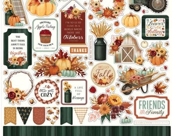 Harvest Stickers, 12 inch Stickers, Cardstock Sticker Sheets, Scrapbook Autumn Stickers, Apple Picking Stickers, #21