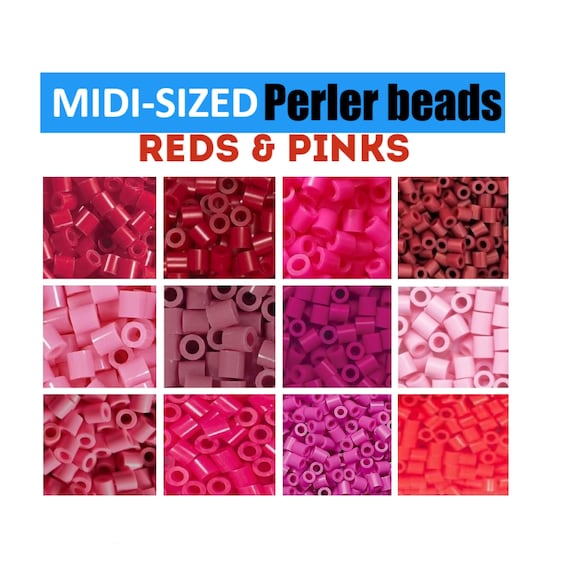 1000 Perler Beads, Melting Beads, Bulk Lot, Red Perler Beads, Pink