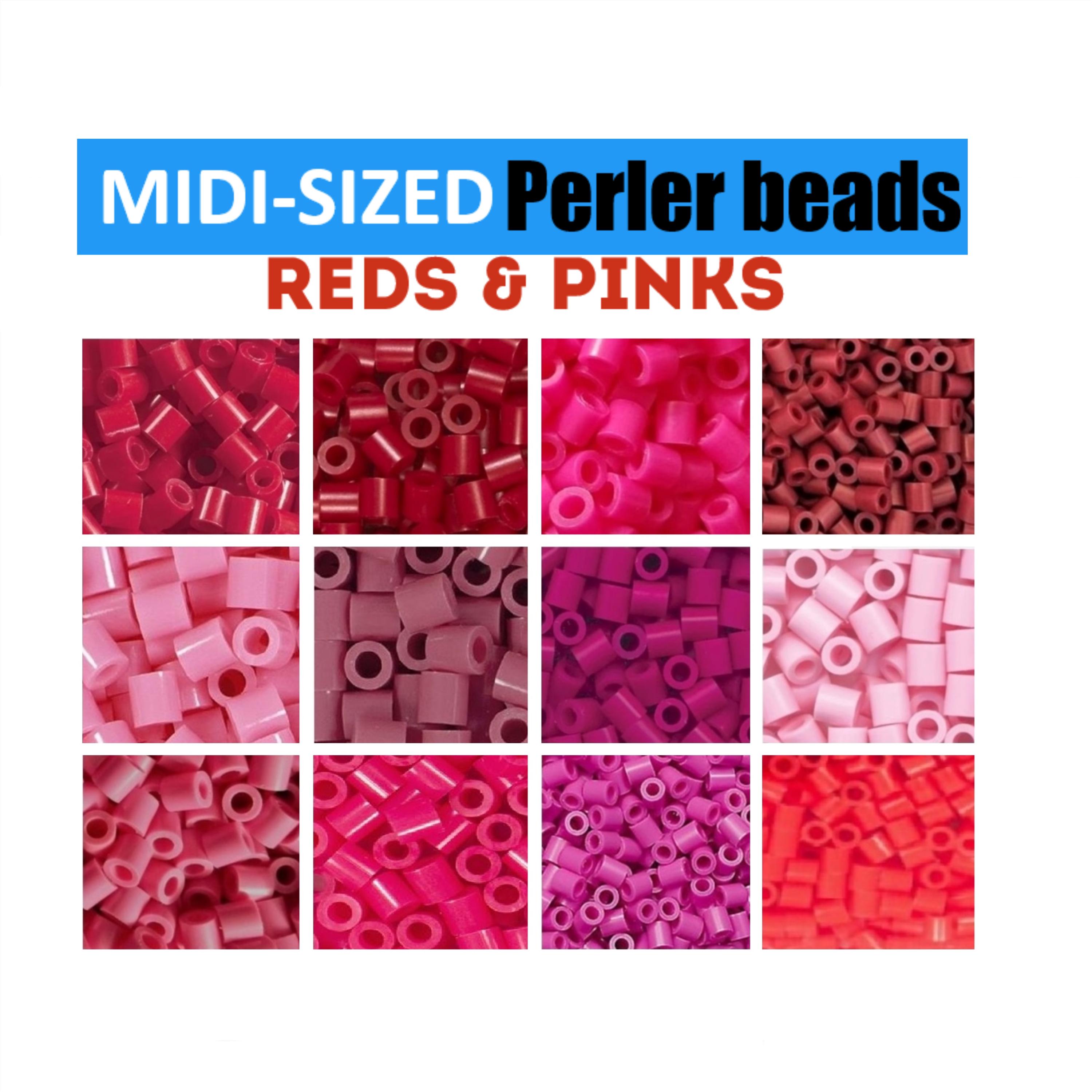1000 Perler Beads, Melting Beads, Bulk Lot, Red Perler Beads, Pink