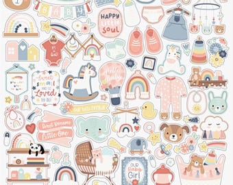 Baby on Board Girl Stickers, 12"X12" Sticker, Scrapbook Paper, Baby Shower Stickers, Pregnancy Boy Gift, #20