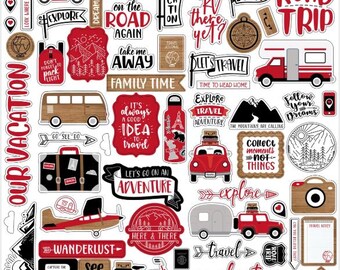 Let's Go Anywhere Stickers, 12"X12" Sticker, Scrapbook Paper, Road Adventure, Vacation Stickers, Travel Gifts, #6