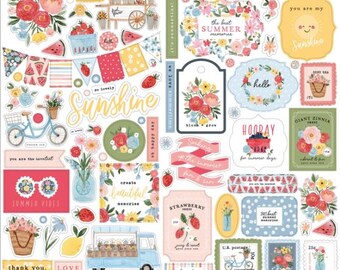 Summer Stickers, 12"X12" Sticker, Scrapbook Paper, Floral Gifts, Spring Flower Stickers, Sunshine Flowers, Fruit, #11
