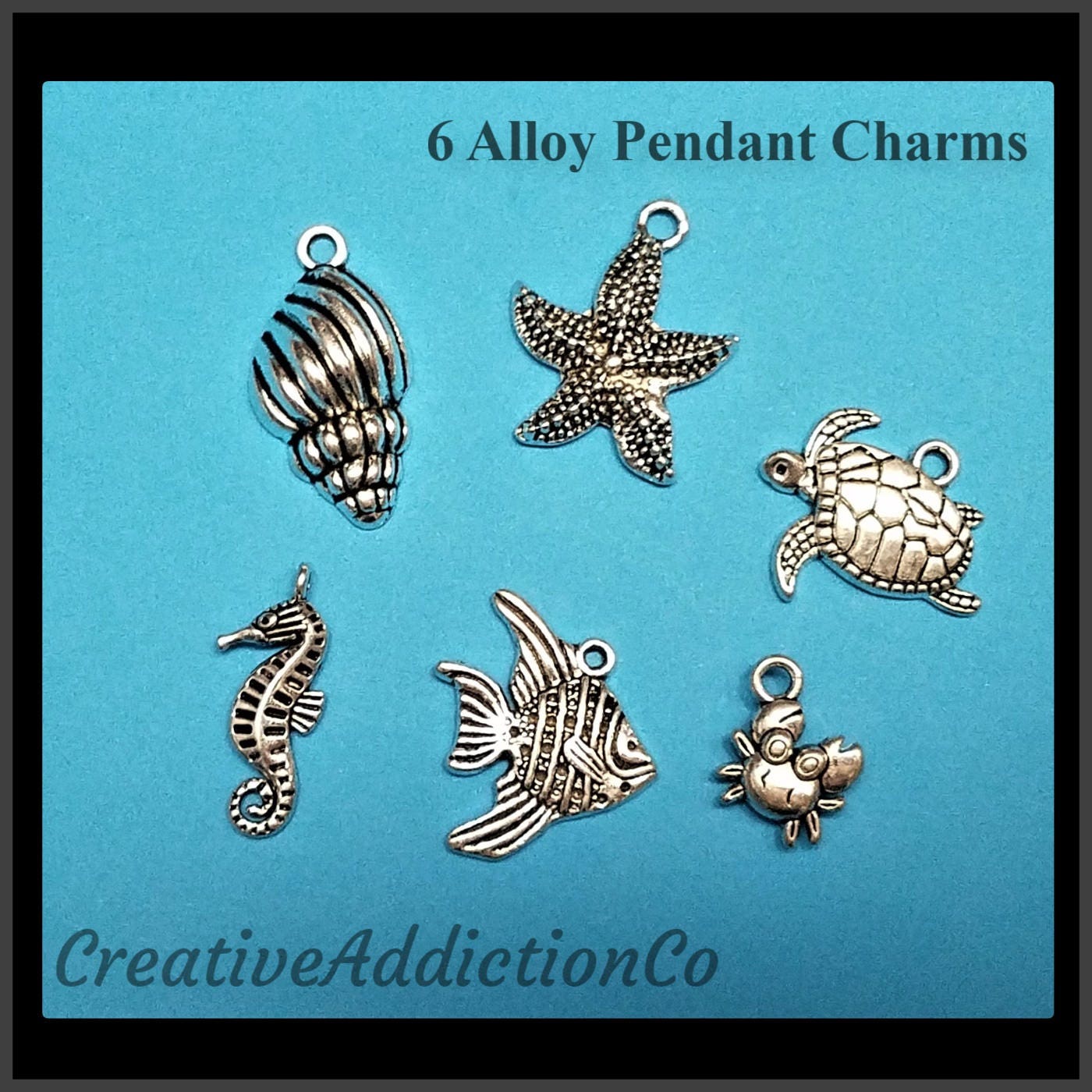 6 Ocean Charms Silver Charms Bulk Charms Lot Beach Lover Etsy