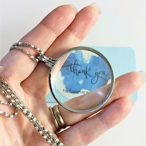 1, Magnifying Necklace, Round Glass Pendant, Long Rope Necklace, 5x Magnification, Silver Spy Glass, Reading Glass Necklace, Reading Gift,#2