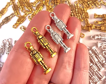 Silver Gold Soldiers, Soldier Charms, Soldier Pendants, Nutcrackers, Ballet Recital, Toy Soldier, Tibetan Style, Bulk Charm Lot, #20A