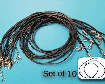 Set of 10, Black PVC Cord, Jewelry Necklace Cord, Necklaces, Black Necklace, Necklace Cords, Black Cord, 16 inch, Adjustable Necklace, #26i