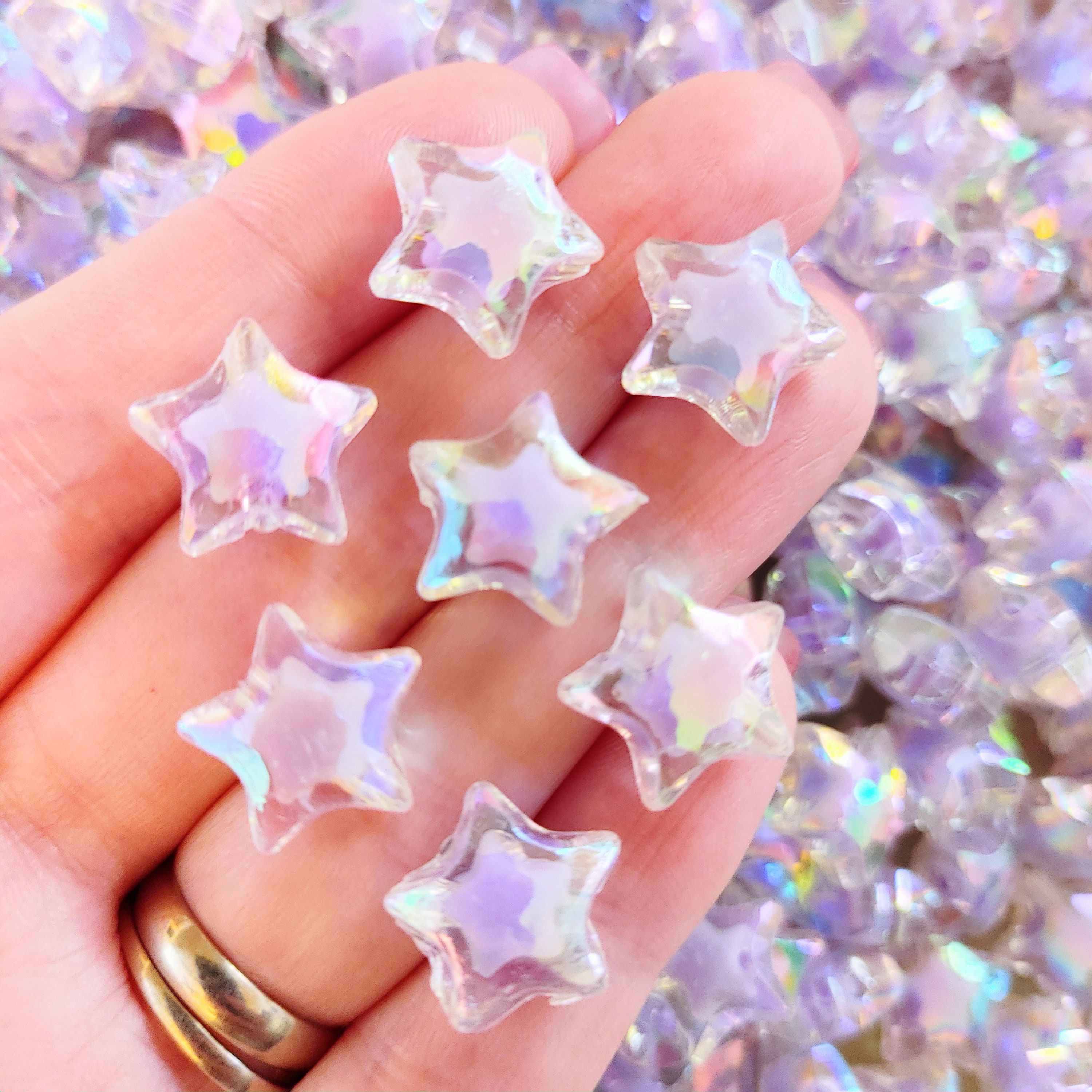 Bag Ab Color Star Shape Acrylic Beads Transparent Rainbow - Temu
