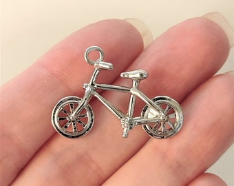 2 pc, Silver Bicycles, Bicycle Charms, Bicycle Jewelry, Bike Pendants, Bikes, Bicycle Gifts, Bicycles, Pendants, Bulk Charms Lot, #39B