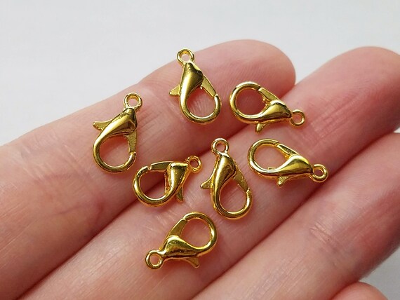 Set of 50, Gold Lobster Claws, Zinc Alloy, Golden Clasps, Lobster Hooks, Zinc Alloy, Necklace Clasps, Jewelry Findings, Components, #42A