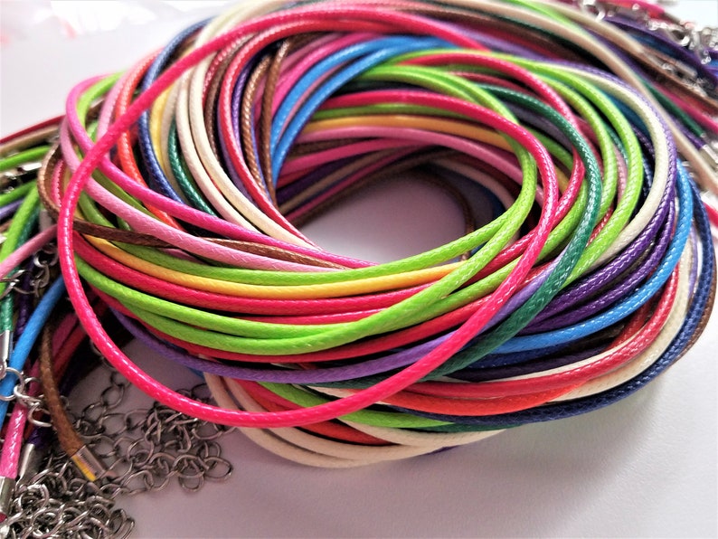 Set of 10 Colorful Necklace Cord Waxed Cotton Bright Etsy