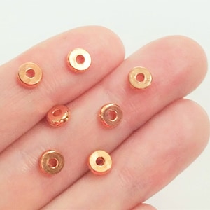 50, Brass Spacer Beads, Round Spacers, 6 mm, Rose Gold Beads, Round Beads, Spacers, Beads, Charm Bracelet, Bulk Pendant Lot, Charms, #44C