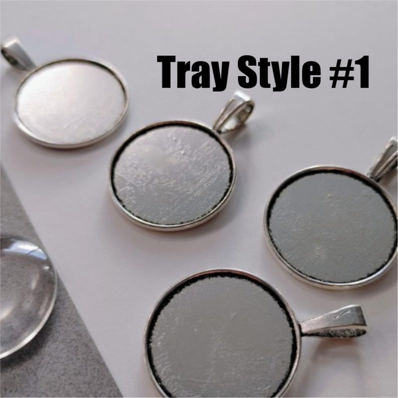 Glass Cabs, Pendant Trays, 25mm, Half Dome Cabochons, Silver Pendant Trays, Photo Jewelry, Pendant Making, Glass Cabochons, Pendant Making image 4
