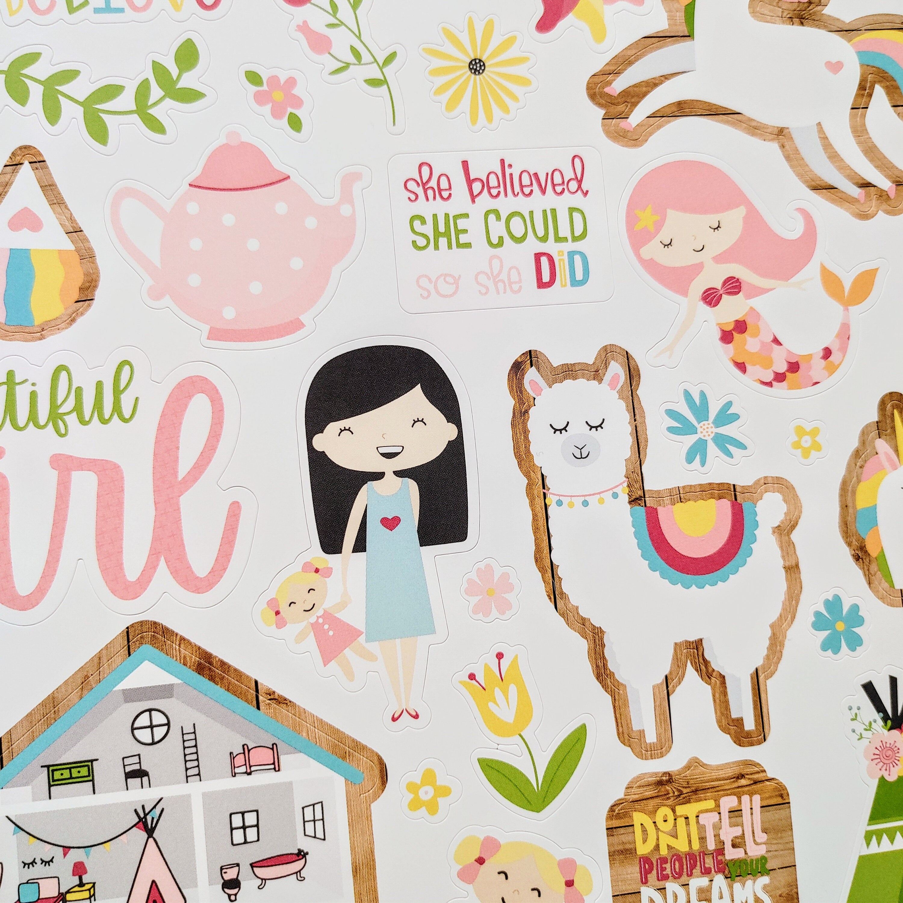 All Girl Stickers, 12x12 Sticker, Scrapbook Paper, Dream Big