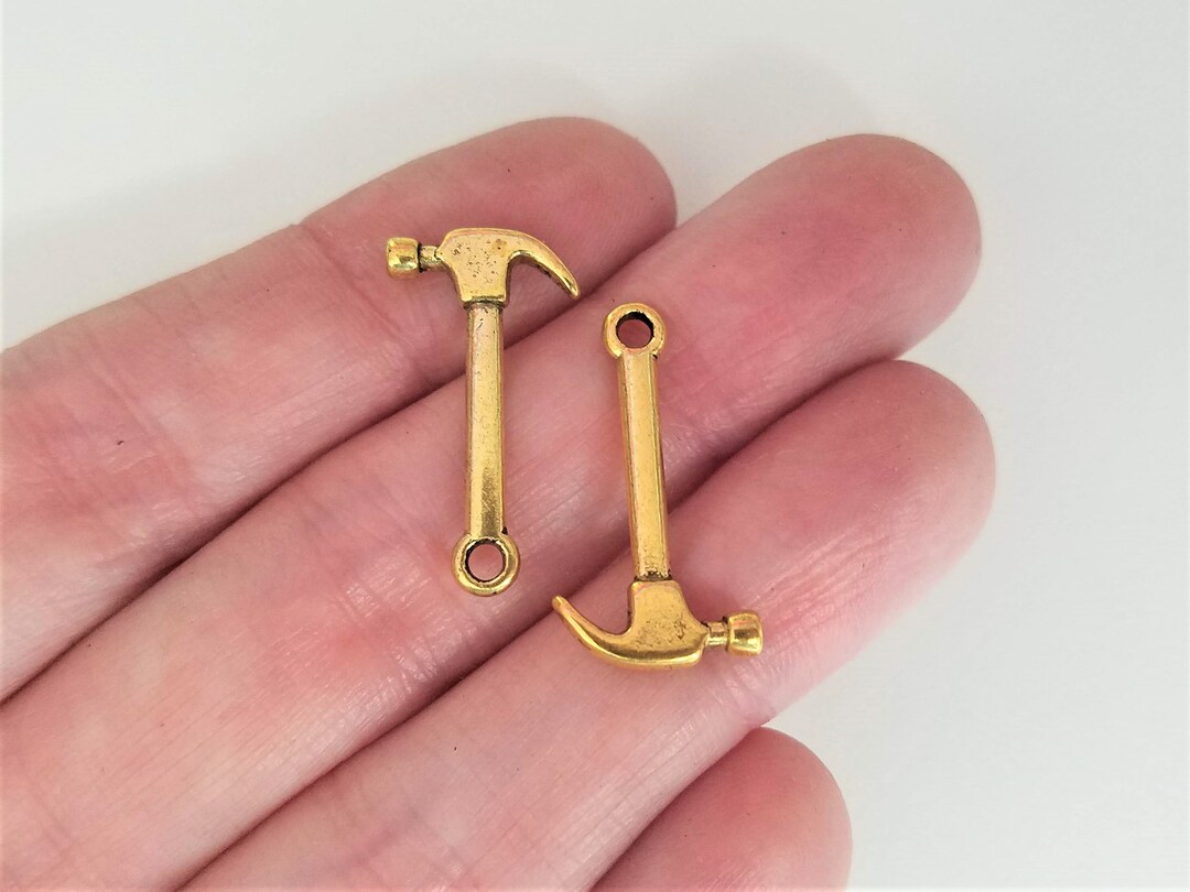 Set of 20, Golden Hammers, Hammer Charms, Tool Gifts, Carpentry Gifts
