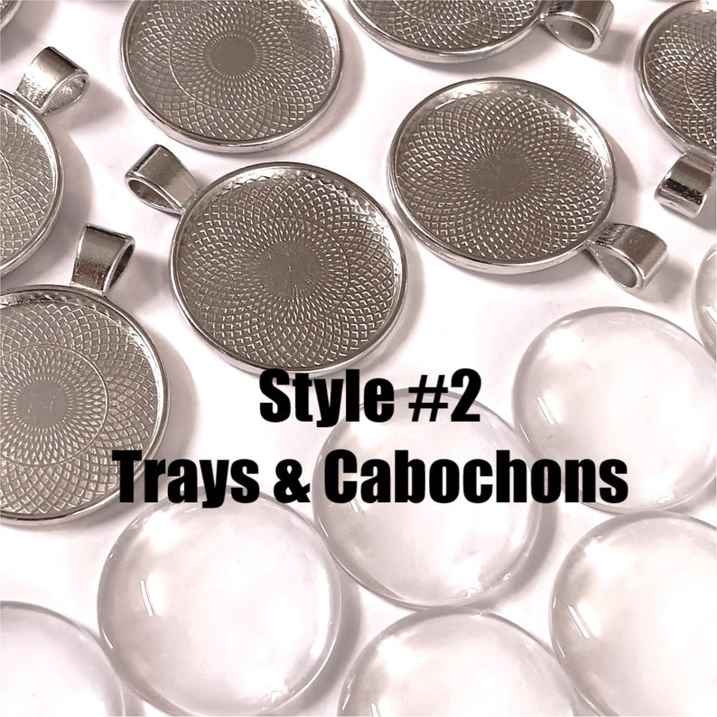 Glass Cabs, Pendant Trays, 25mm, Half Dome Cabochons, Silver Pendant Trays, Photo Jewelry, Pendant Making, Glass Cabochons, Pendant Making image 3