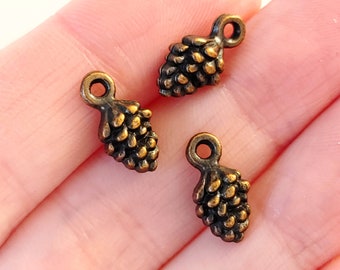 Set of 25, Pine Cones, Red Copper, Fall Pendants, Pine Trees, Leaf, Leaves, Gardening Gifts, DIY Jewelry, Bulk Pendants, Charm Lot, #78S