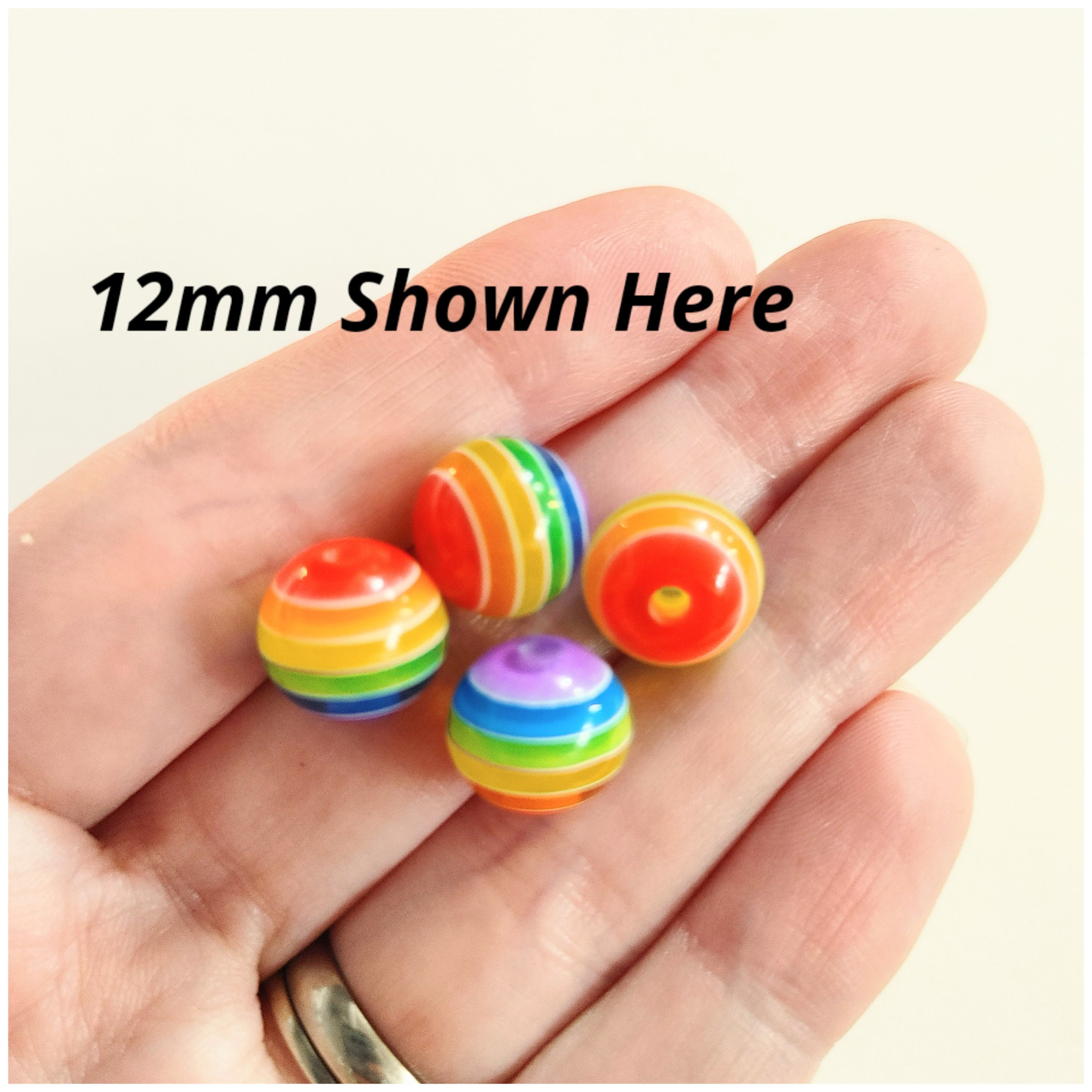 Rainbow Beads Resin Beads Colorful Striped Beads Rainbow Etsy