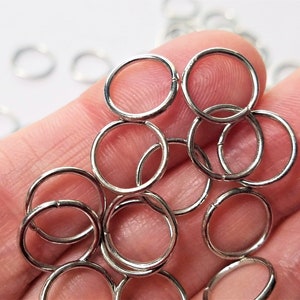 100, 12mm Jump Rings, Silver Jump Rings, Closed but Unsoldered, Jump Rings, Jewelry Findings, Jewelry Crafting, Jewelry Making, 1A image 1