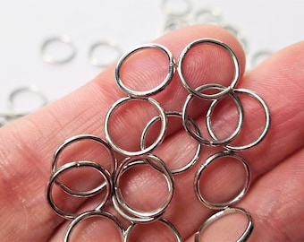 100 pcs, 12mm Silver Jump Rings, Stainless Steel Jump Rings, Closed but Unsoldered, Jewelry Findings, #1A