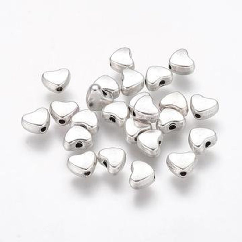 BULK of 75 Heart Beads Heart Charms Silver Bead Silver Etsy