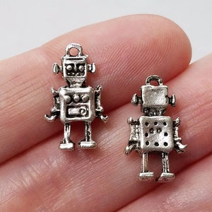 Set of 20, Robot Charms, Robot Pendants, Mechanical Charms, Silver Jewelry, Robot Gifts, Robot Items, Robot Jewelry, Kid Charms, Toys, #10A