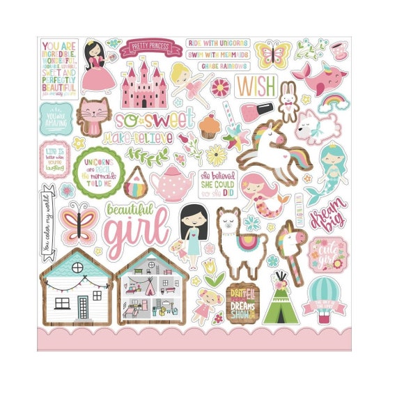 All Girl Stickers, 12x12 Sticker, Scrapbook Paper, Dream Big