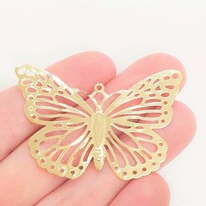 Set of 10, Golden Filigree Butterfly Pendant, Flat Pendant, Gold Iron Filigree Pendant, Gifts for Her, Butterflies, Summer Jewelry, #5P