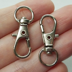 Set of 15, Swivel Clasps, Lobster Claws, Snap Hooks, Silver Clasps, Large Iron Hooks, Necklace Clasps, Jewelry Findings, Components, #7J