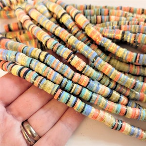 1 Strand, Heishi Clay Beads, Flat 8mm, Handmade Polymer Clay Beads, Mixed Colors, Gold Glitter Powder Beads, #B1