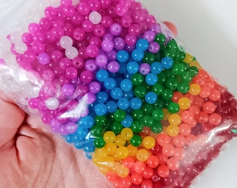Over 1170 Beads, Imitation Jade Rainbow Glass Beads, Bright Colored, 6.5mm, Baking Painted, Smooth Opaque Multicolored Beads, #28E