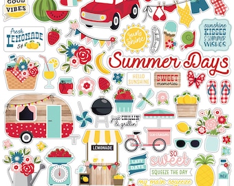 A Slice of Summer Stickers, 12" Cardstock Sticker Sheets, Scrapbook Sticker, Summer Sticker, Sunshine Sticker, Fun in the Sun, Fun Food, #9