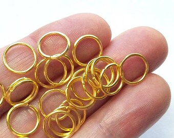 100, 10mm Jump Rings, Golden Jump Rings, Closed but Unsoldered, Gold Jump Rings, Jewelry Findings, Jewelry Crafting, Jewelry Making, #12E