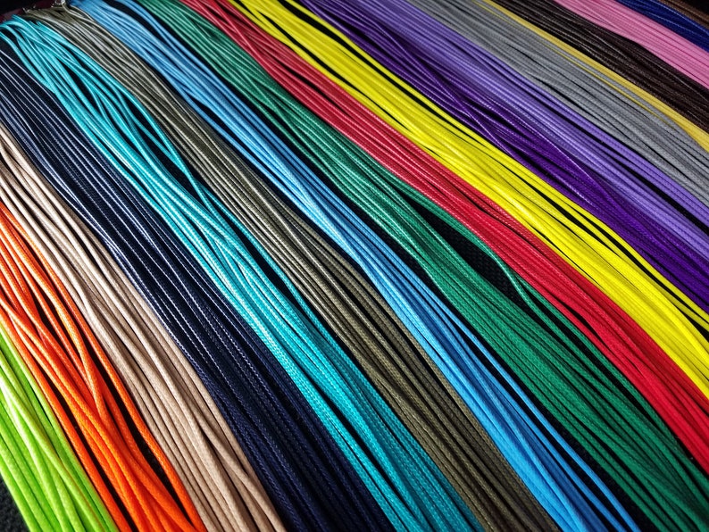 Set of 10 Colorful Necklace Cord Waxed Cotton Bright Etsy