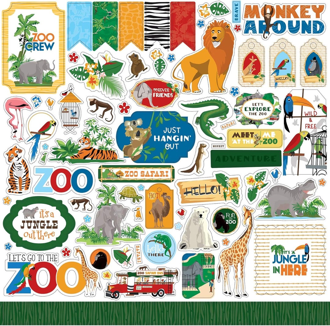 Comic Sticker Zoo Zoo Adventure Stickers, Animal Stickers, 12