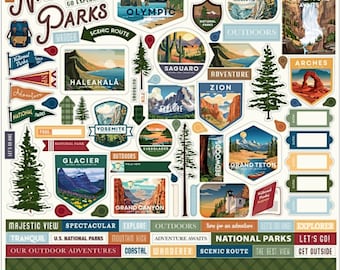 National Parks Stickers, 12"X12" Sticker, Scrapbook Paper, Vacation Stickers, Travel Gifts, #14