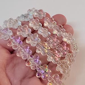 Approx.55 Beads, Glass Flowers, AB Flowers, Pearl Pink, Flower, 12mm Glass Beads, Iridescent Flowers, Nature Beads, #B15