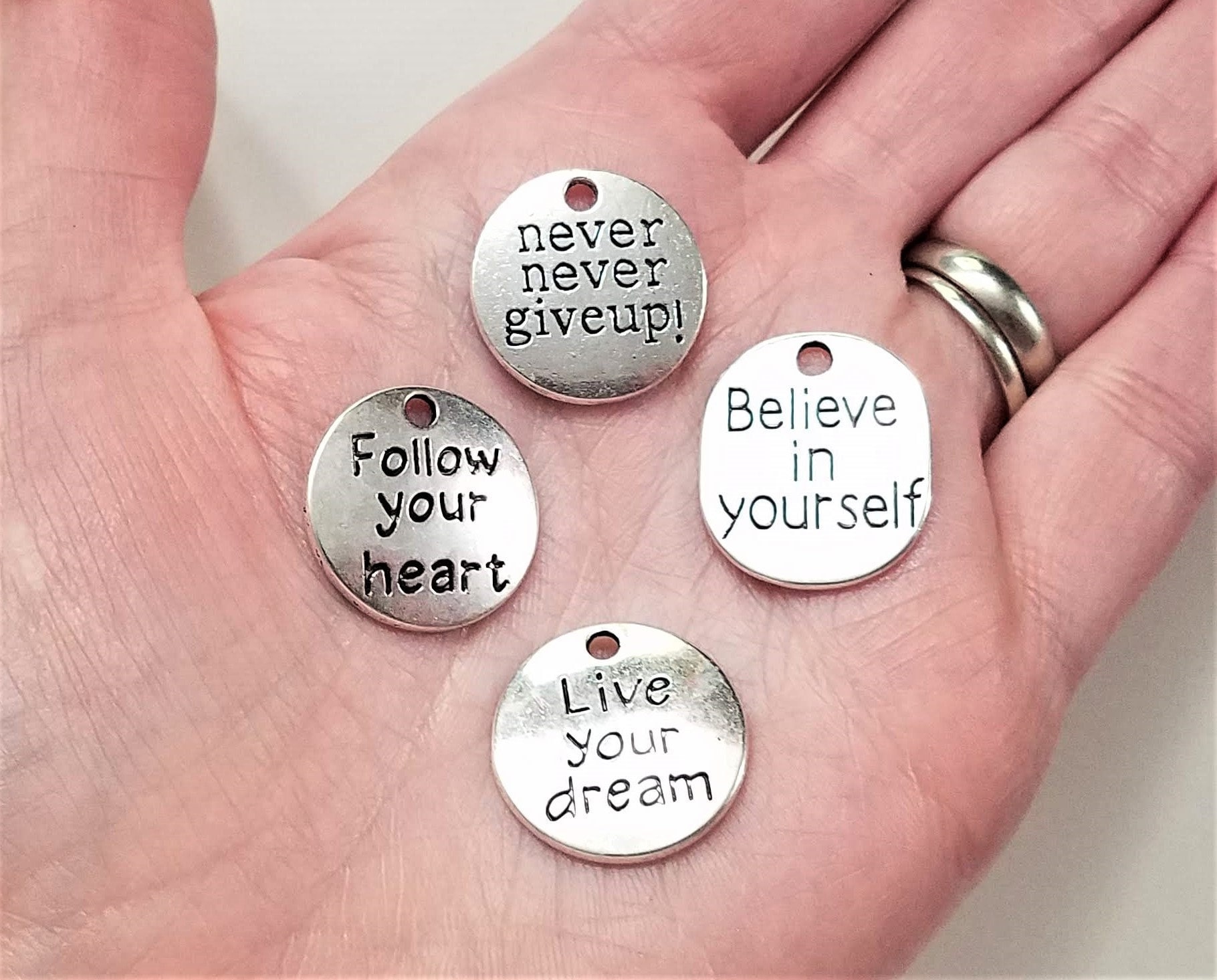 Set of 20 Inspirational Charms OR Imperfect Charms Silver Etsy