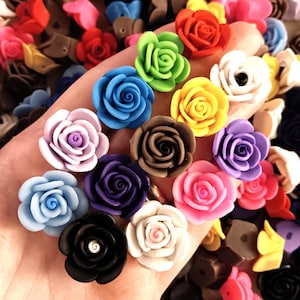 Set of Rose Beads, Flower Beads, Clay Flowers, Polymer Clay, Handmade Beads, 3D Flowers, Colorful Flowers, #4A
