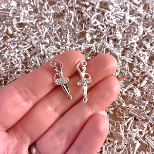 Set of 15, Ballerina Charms, Silver Nutcracker Ballet, Dancing Jewelry, Ballerina Pendants, Tibetan Style, Charm Lot, Bulk Pendants, #7A