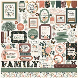 Stickers famille, papier cartonné 30,5 x 30,5 cm (12 x 30,5 cm) autocollants de scrapbooking, Home Sweet Home, Stickers amour, Stickers souvenirs, Béni, bonheur, #19
