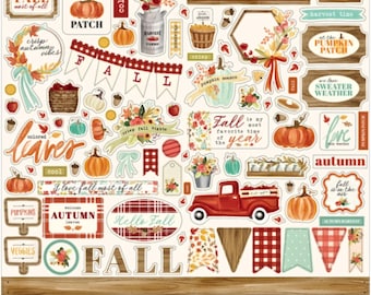 Fall Market Stickers, 12 inch Stickers, Cardstock Sticker Sheets, Scrapbook Autumn Stickers, Family Stickers, #2