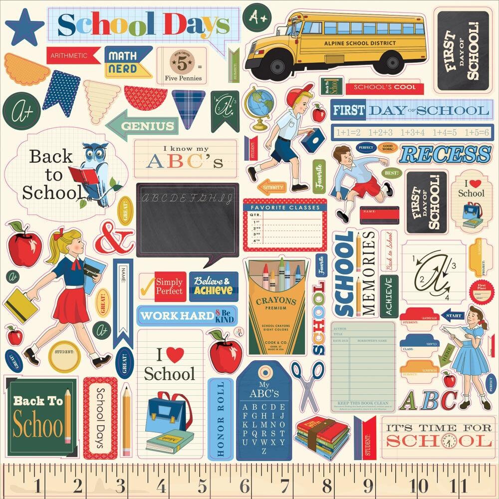 School Days Stickers 12x12 Stickers Scrapbook Etsy Canada