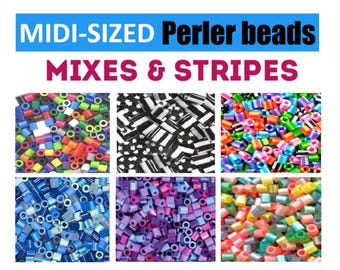 1000 Perler Melting Bead Brand, Midi Size, Bulk Bead Lot, Color Stripe Mix Beads
