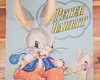 1940 Peter Rabbit Children's Book. Amazing Vintage Hippity Historical Book. Perfect Antique Condition.