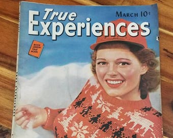 Rickety Rustic RARE March 1943 'True Experiences' Vintage Magazine. Hippity Reading Material. Aesthetically Pleasing.